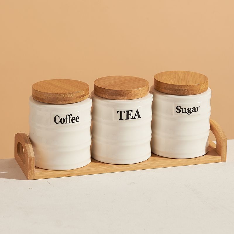 Kitchen Baking Canisters - Juego de 3 Recipientes de Cerámica