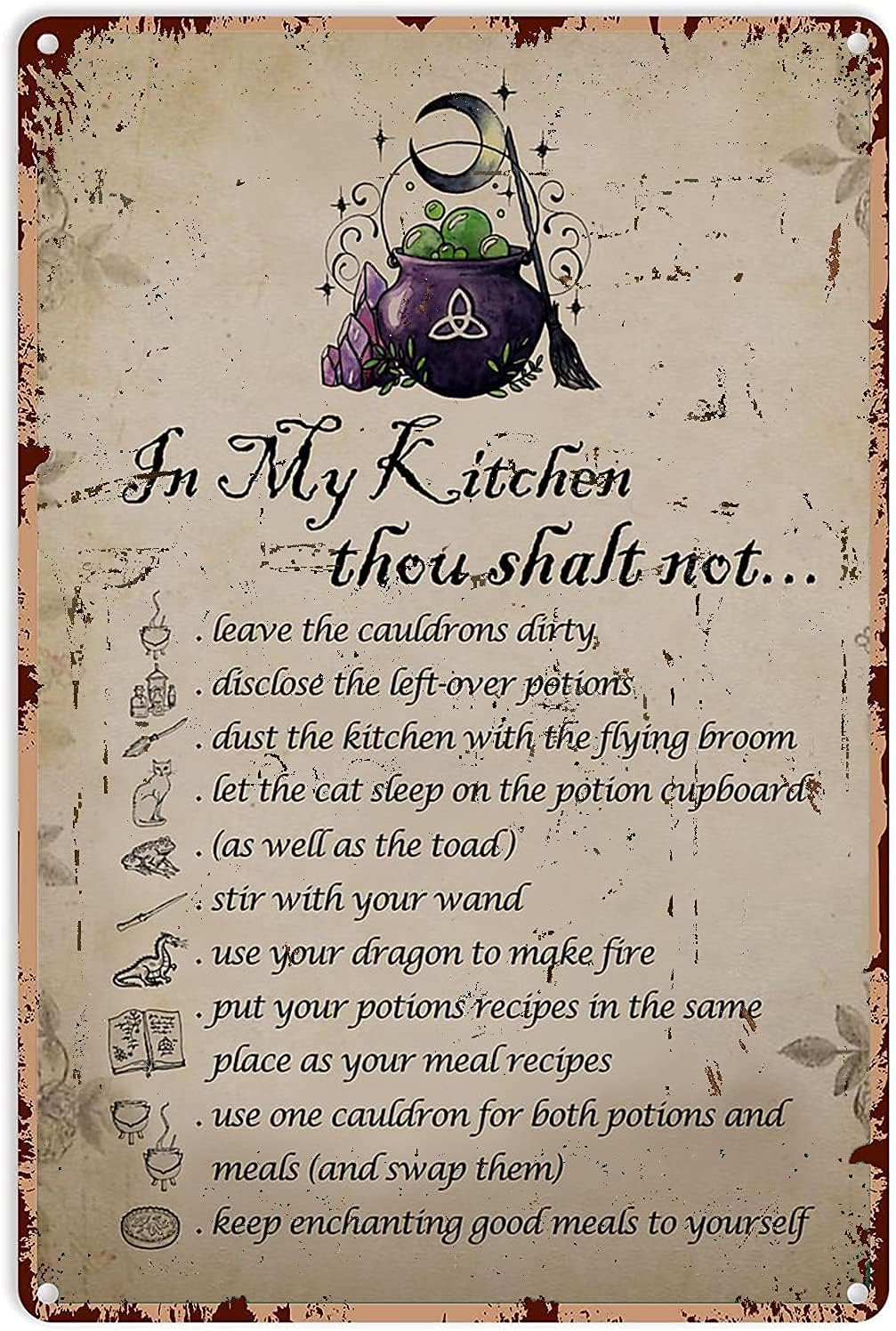 Kitchen Witch Baking - Letrero Metálico Vintage de Halloween con