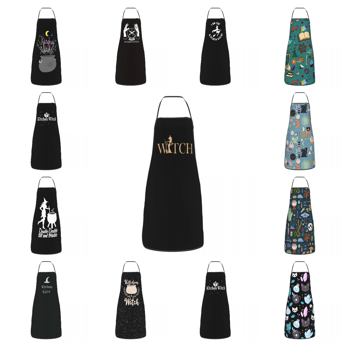 Kitchen Witch Baking - Delantal con babero de bruja divertida